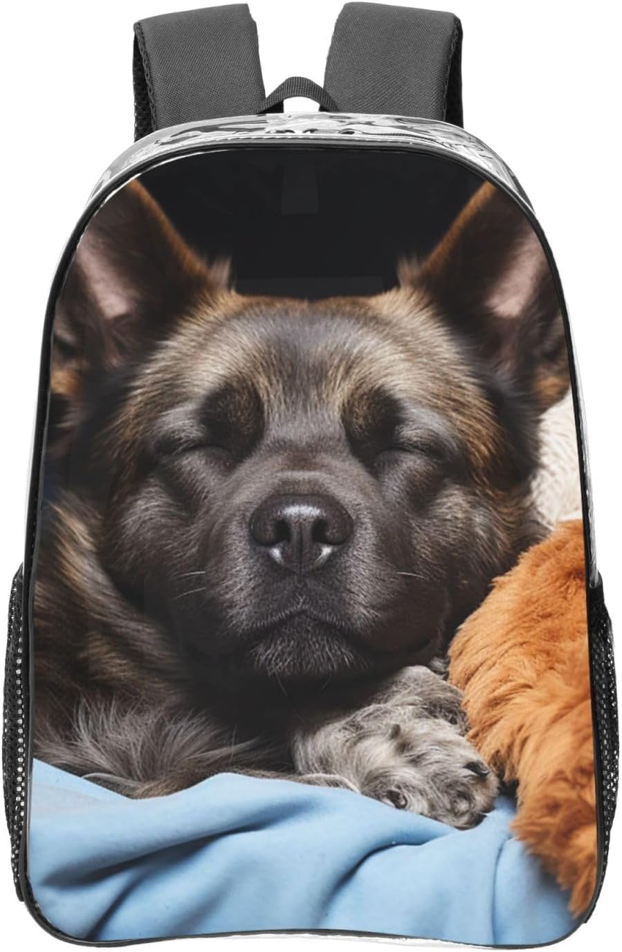 dog Sleeping with Bear Clear Backpack Heavy Duty PVC Transparent Backpacks Large See Through Bag for Work Travel