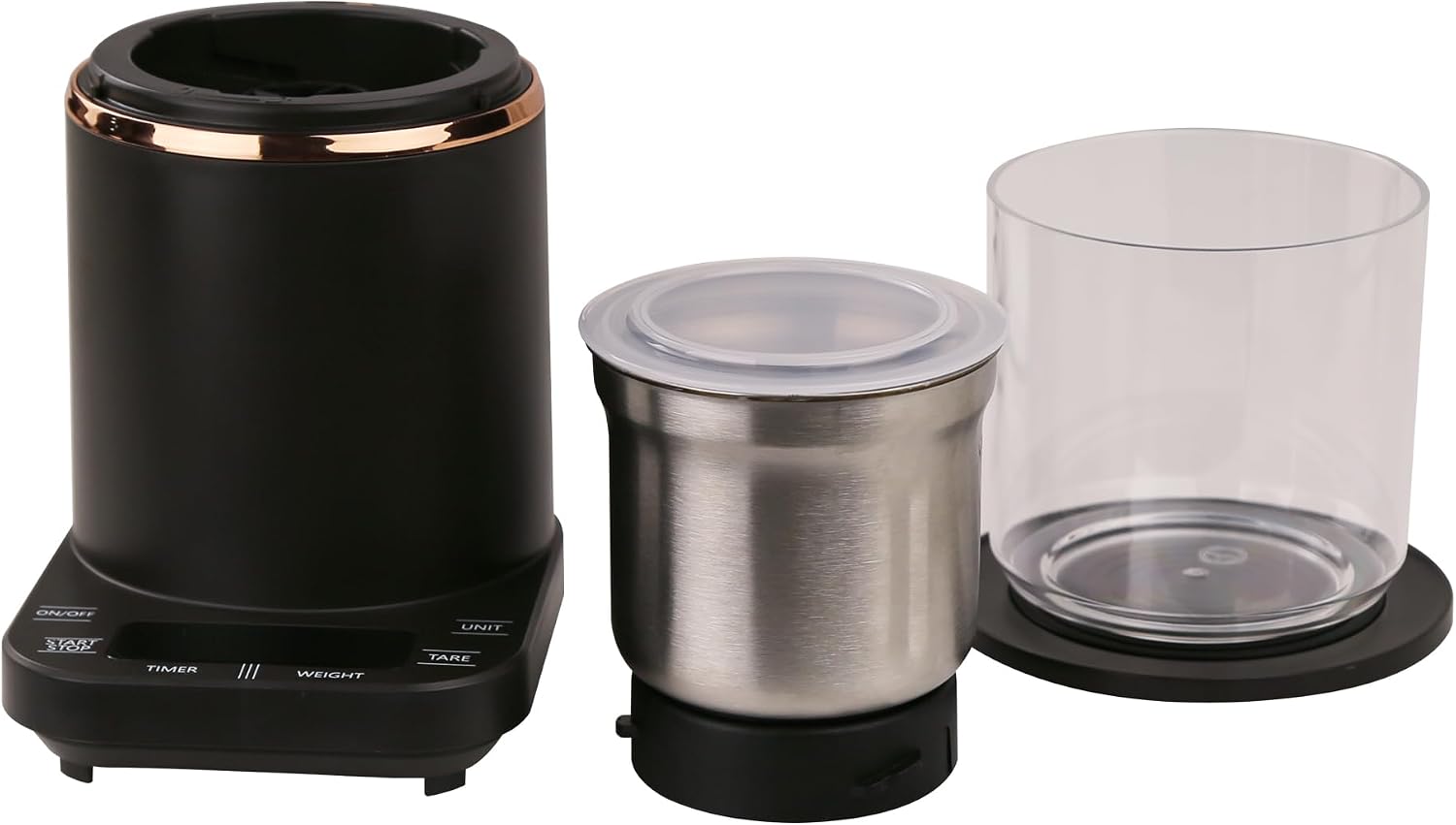Hakka Electric Coffee Grinder with Scale, Multi-Functions Spice Grinders Small Herbs Grinding Machine Mixing Weighing Timmer Electronic Balance Portable Stainless Steel Blades Grinders 200W/21000RPM
