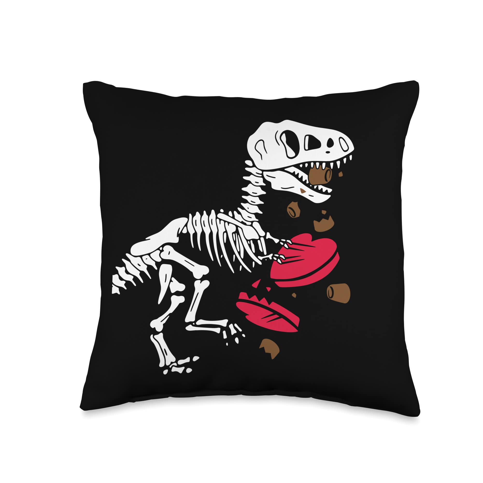 The Instant MessageValentines Day-TRex Skeleton Throw Pillow, 16x16, Multicolor