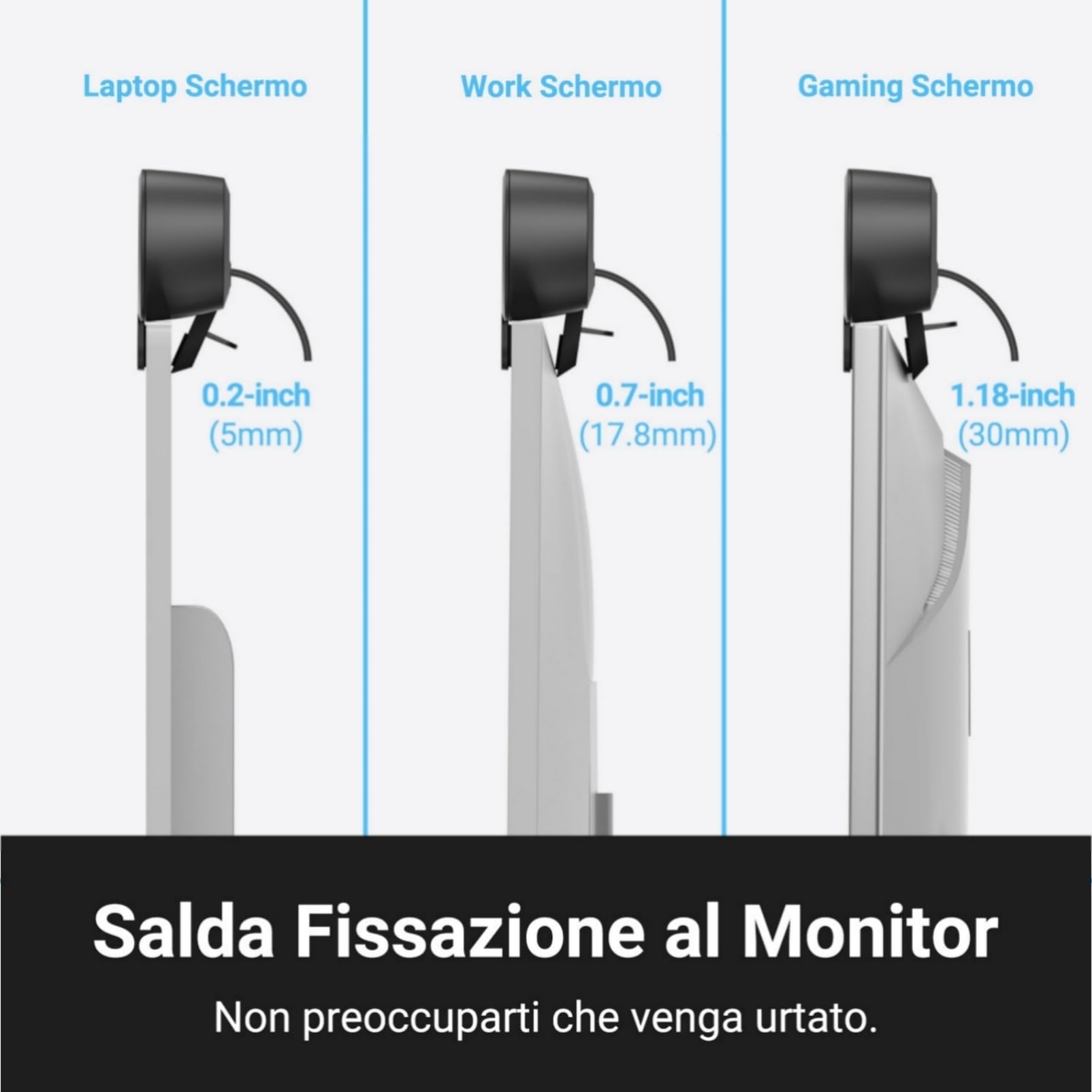 Inwa Altoparlante per PC, Monitor USB con Clip on, 10 W con Audio HD, Clip per 5-30MM Monitor, Altoparlante per PC, Laptop, Cellulare, Desktop, Outdoor, Plug and Play (Nero)