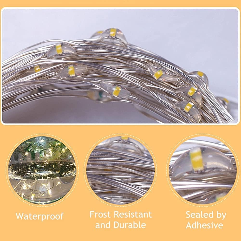 Twinkle Star 33FT 100 LED Halloween Lights, Fairy String Lights, Battery Operated LED Silver Wire String Lights for Christmas Wedding Party Home Holiday Decoration, Orange