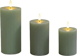 Relaxdays LED Kerzen, 3er Set, 3 Größen, flackernde Flamme, Farbwahl