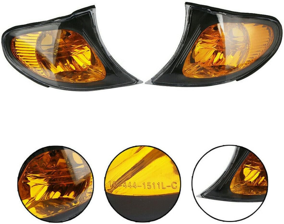 Left+Right Corner Lights Turn Signal Lamps for BMW 3 Series E46 325i 325xi 2002 2003 2004 2005 Yellow Lens Corner Signal Light
