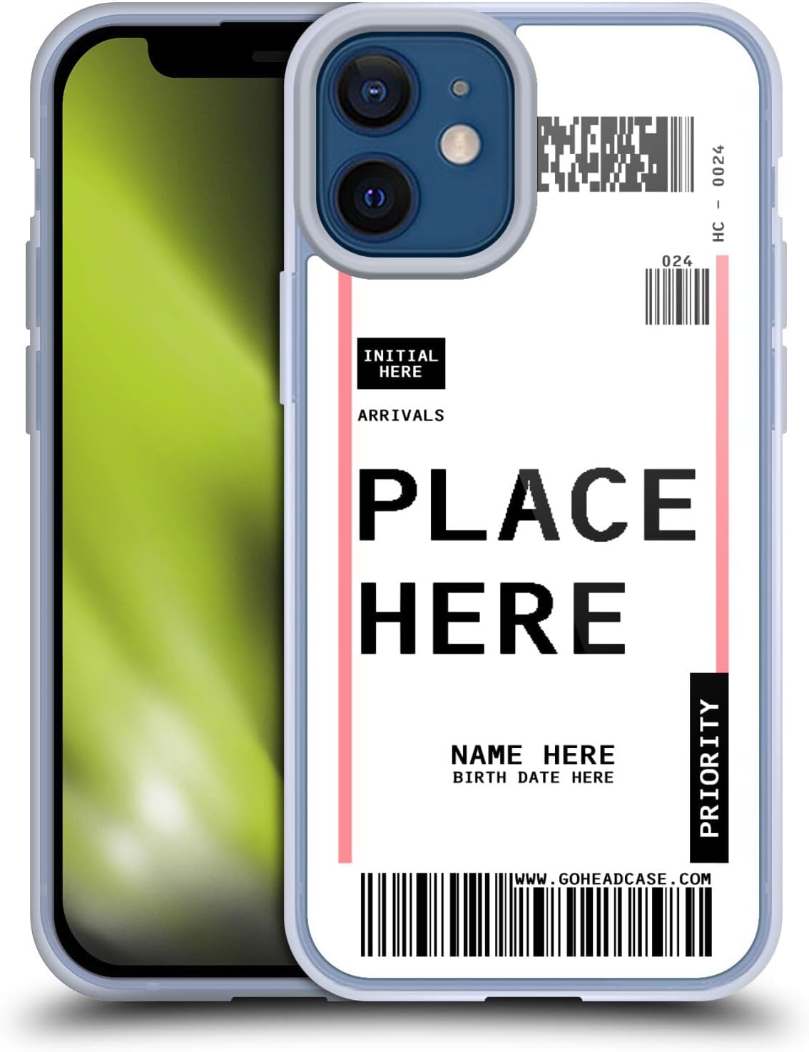 Custom Customized Personalized Luggage Tags Red Blue Gel Case [Military Grade Protection] Compatible with Apple iPhone 12 Mini