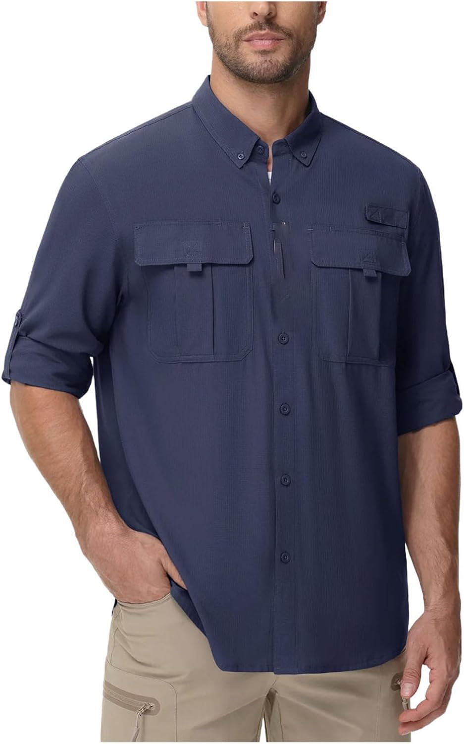 Mens Quick Dry Fishing Shirts Block Long Sleeve Blouse Breathable Outdoor Trekking Hiking Tops