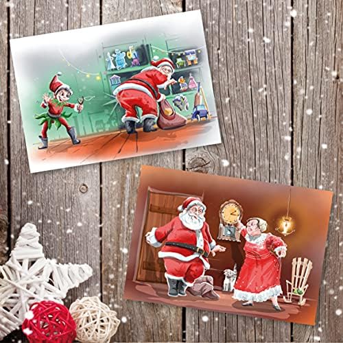 Absolutely Yours Charity Christmas Cards Pack of 24. Each Christmas Card multipack has 8 different Fun Santa designs. Ecofriendly and UK made. Verse Inside. Large 172 x 122mm card size