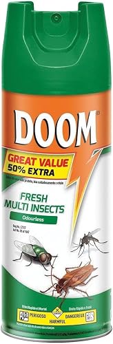 Doom Multi Insects Odourless Aerosol 450ml: Effective Multi-Pest Control; Effective Bed Bug Spray, Ant Spray, Fly Spray, Mosquito Spray And Roach Spray, PACKAGING MAY VARY