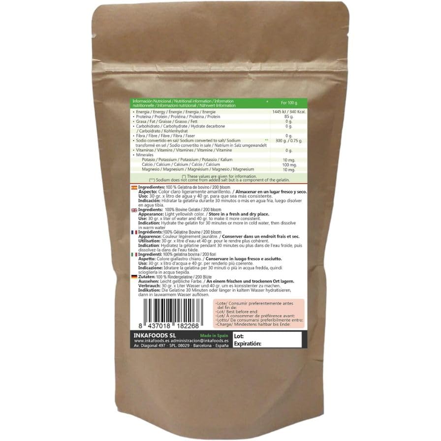 Gelatina Bovina Granulada Sabor Neutro Pack 2 x 1 kg