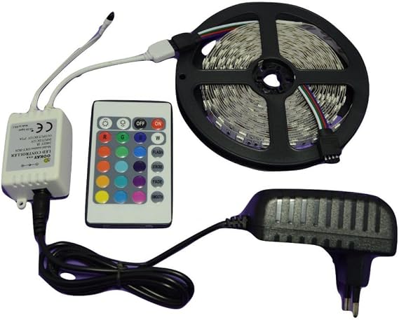 RGB Animasyonlu Cata Şerit LED 5 Mt Kendinden Trafolu Renk Değiştiren Kumandalı Çok Renkli İç Mekan [Enerji Sınıfı A]