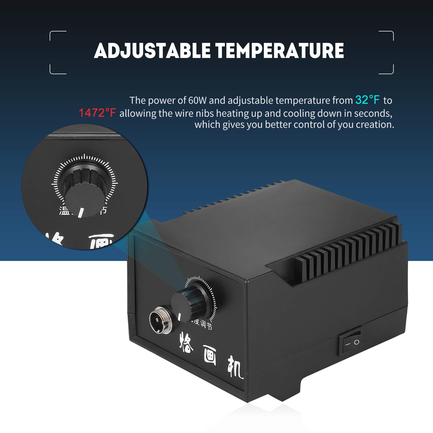 Kit de pirografía,YIWENG 60W 110V-240V 16PCS Kit de herramientas de quema de leña para madera Ajustable 0 ℃ -800 ℃ Juego de máquina de pluma de pirograbado para quemador de madera Soldador eléctrico c