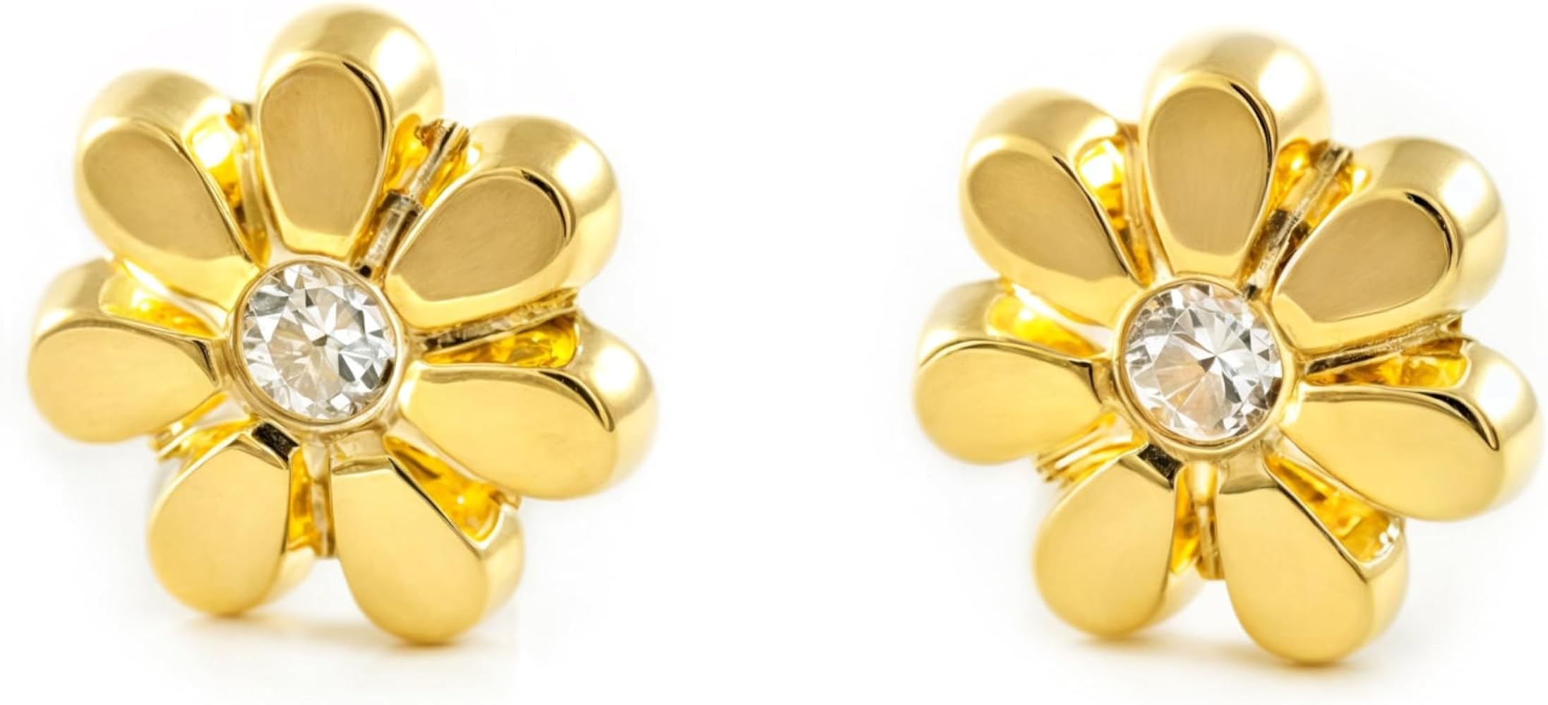 Pendientes Bebe Oro Amarillo 18K Flor Margarita Circonita
