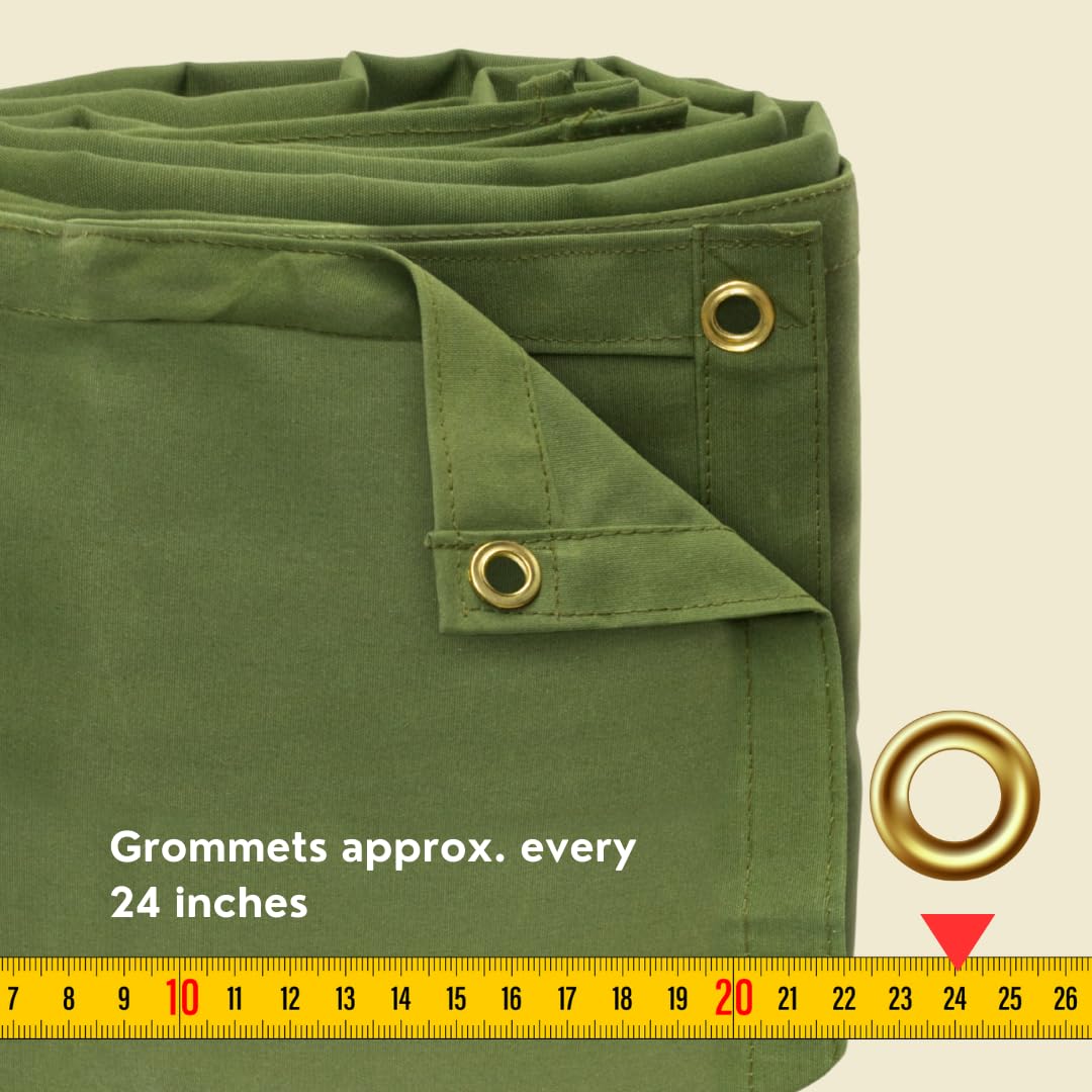 TARP SUPPLY Inc. 15' x 15' Ultra Heavy Duty Green Polyester Canvas Tarp with Brass Grommets, Water & Tear Resistant, Breathable 15 oz Multipurpose Tarpaulin for Roof, Camping, Canopy, Woodpile