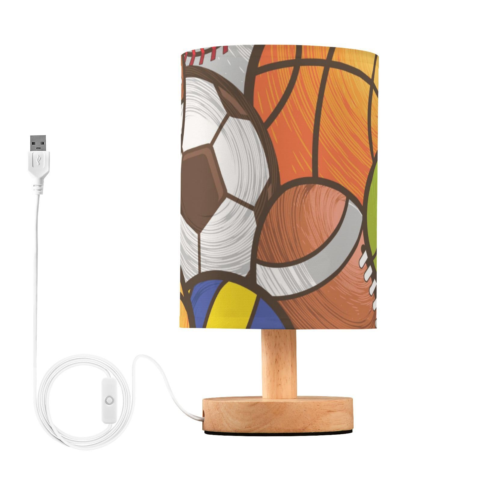 Mnsruu Lámparas LED de mesita de noche con puertos de carga USB, luz nocturna para escritorio, baloncesto, antideslizante, para dormitorio, sala de estar, habitación de los niños