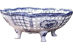 Chinoiserie-Inspired Blue and White Porcelain Fruit Bowl for Modern Kitchen