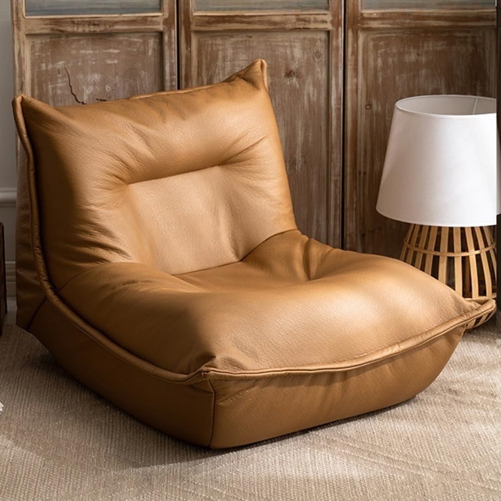 Bean Bag Chair Cover for Kids Teens Adults (No Filler) Soft Faux Leather Beanbag Couch Pouf Sofa Case Lazy Armchair Couch Floor Seating Living Room Furniture(Dark Green)