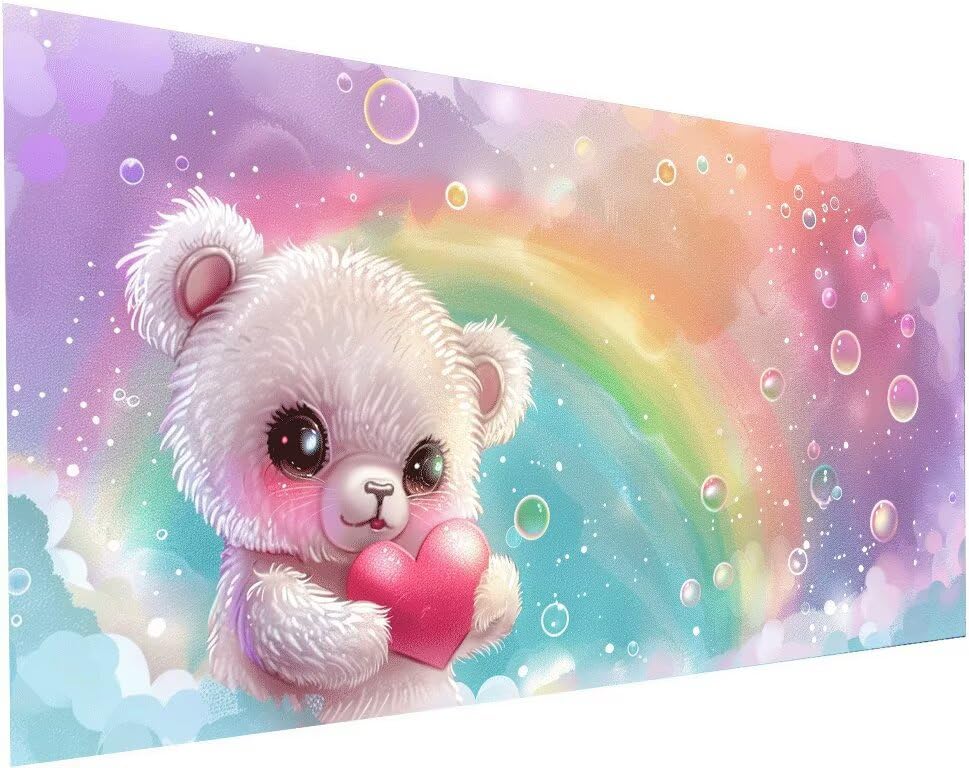 Loisirs créatifs adultes à offrir : kit complet de broderie diamant motif petit ours