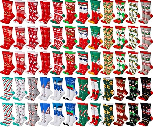 LCPQMZGH Christmas Socks for Adults, Bulk Pack of 60 Pairs,