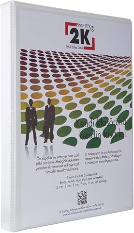 2K 02-2D-B Klasör A4 PVC/Plastik Tanıtım/Sunum/Prezentasyon/Arşiv Dosyası 2 cm. Sırt 2 Halka D Mekanizma Kutu İçin 20 Adet, Beyaz