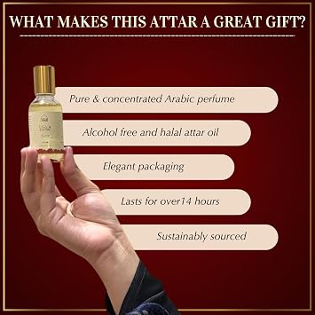 Dukhni Rose Attar Oil 30ml roll on perfume, Arabic fragrance oils for men and women | Original rose, pure concentrated floral scent | Eid, Ramadan, Umrah Gifts, Vegan Islamic Fragrances