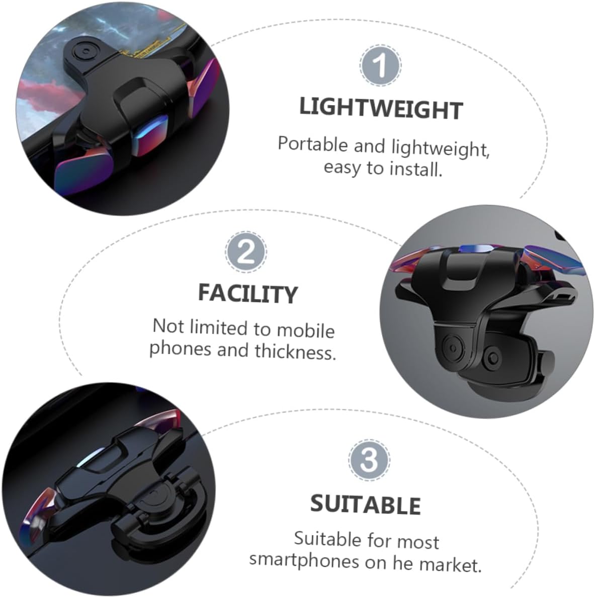 1Pair Durable Mobile Game Trigger Controller Position for Optimal Use Compatible with Smartphones Creative Accessories for Gamers Wear Resistant Design