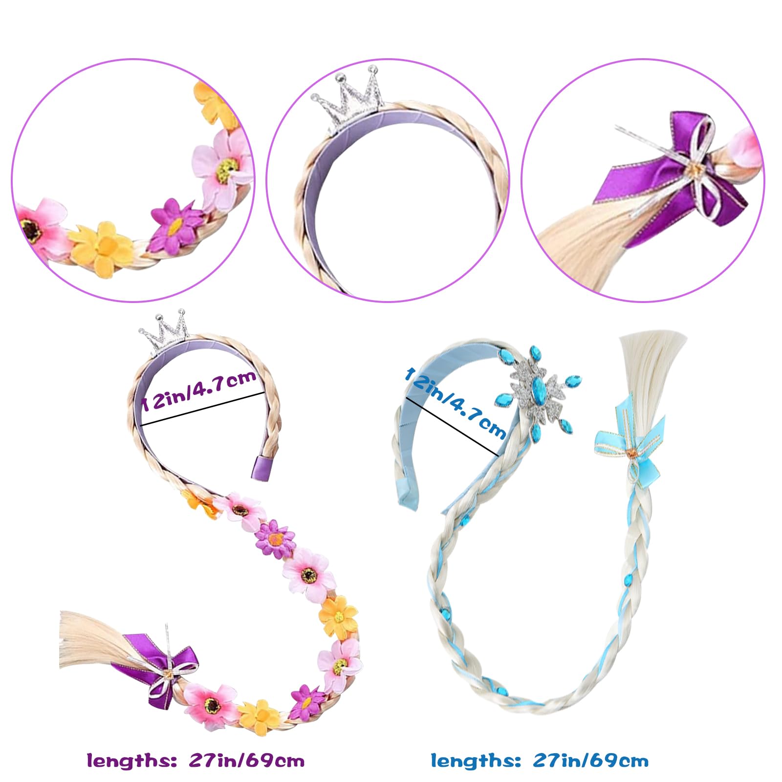 Parrucca Rapunzel Per Bambina - Trecce Lunghe Con Fascia, Accessorio Per Costume Principessa Fascia Capelli Principessa