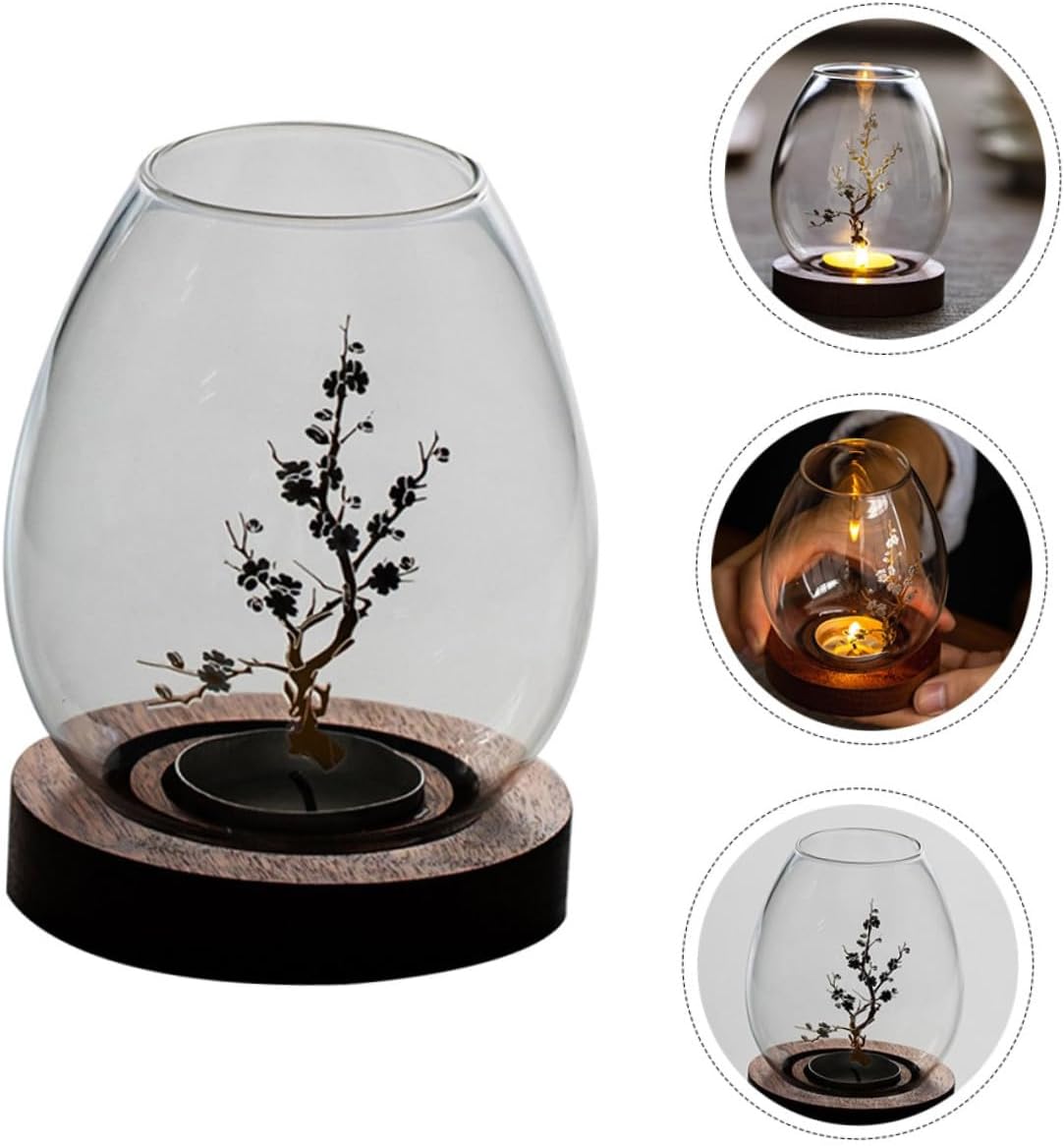 Glass Candle Holder Decorative Hurricane Candle Cover Glass Shade for Indoor Romantic Dinner Home Décor