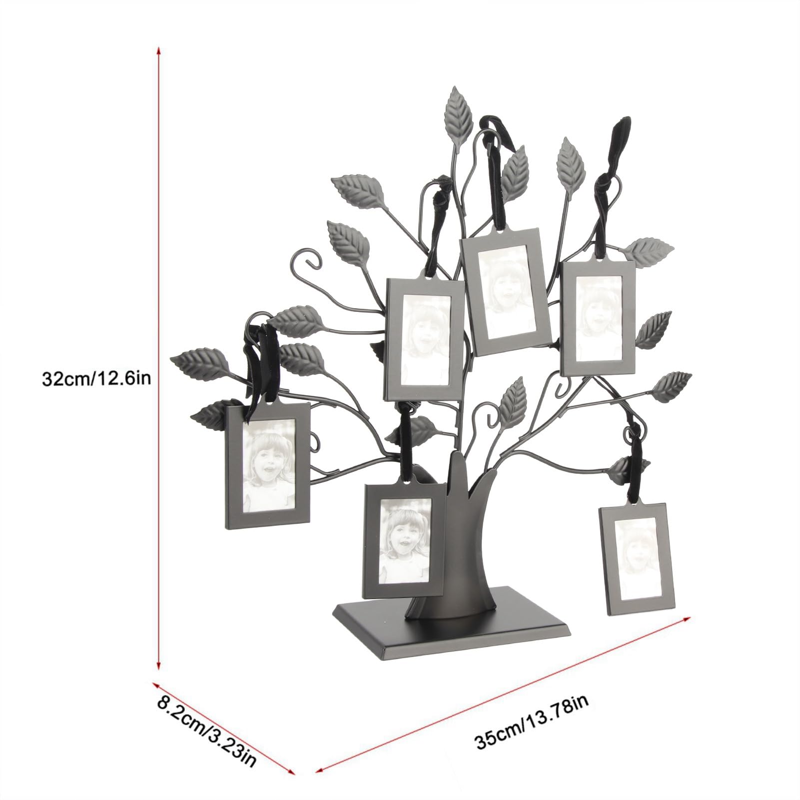 Yctze Albero Portafoto per Famiglie Alla Moda con Cornici Multiple Sospese per Decorazioni Domestiche e Collage Estetici da Parete (S Con 6 cornici per foto da 6,4 x 4,6 cm)