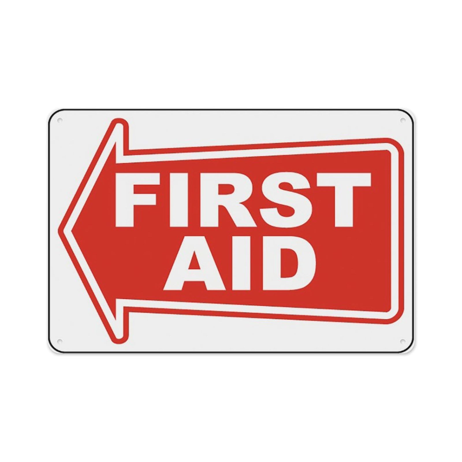 peiyeety Directional First Aid Sign Aluminum Tin Warning Signs For Home Outdoor Garden 12X16 Inches
