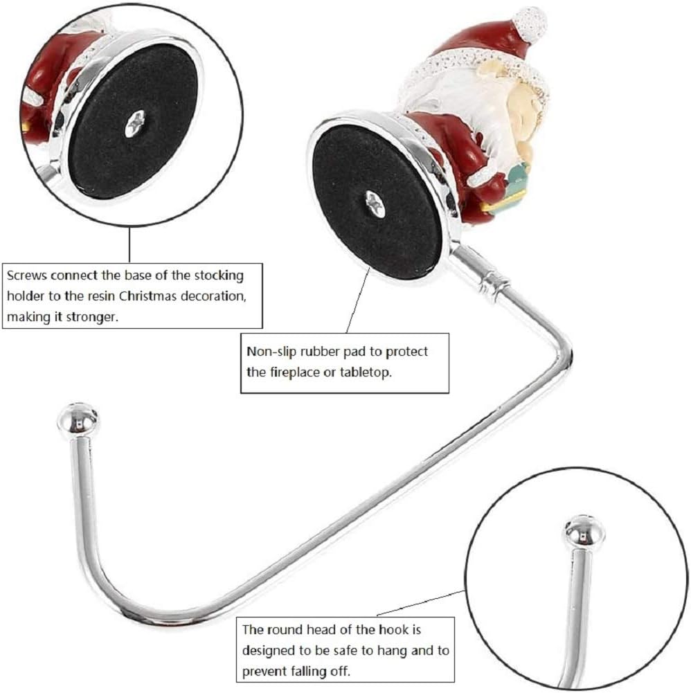 5 Pack Christmas Stocking Holders, Uniquely Designed Fireplace Hooks Mantel Hooks Christmas Safety Hang Grip Stockings Clip for Christmas Party Decoration