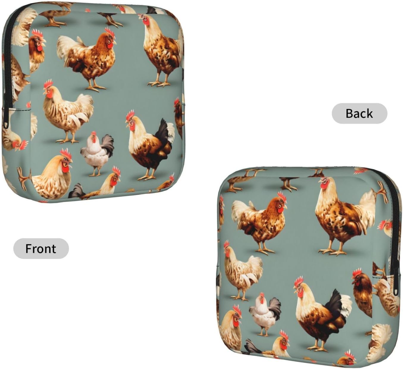Chicken Prints Print Women Period Bag Sanitary Pouch Portable Pad Pouch Tampon Holder Small Zipper Pouch Storage Bag