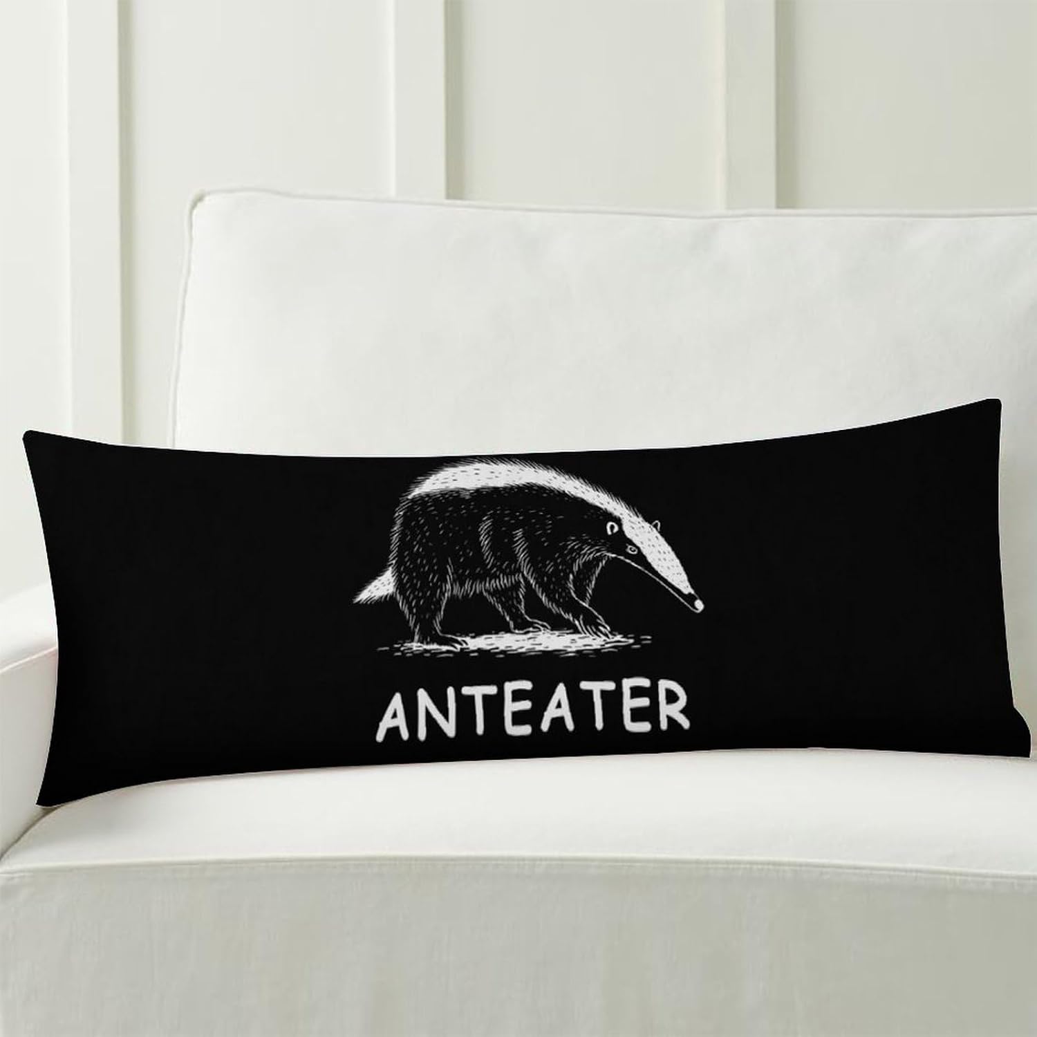 Anteater Black and White Body Pillow Cover Long Cushion 18.9x53.1 Inch | pillowcase,bed decor,farmhouse,sofa