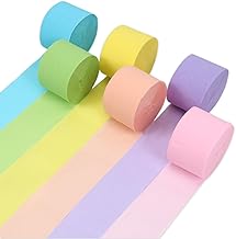 6 Rolls Crepe Paper, 25 m x 4.5 cm per Rolls of Pastel Crepe Paper, Lasse Streamer, Multicoloured, for Birthday, Wedding, Party Decoration