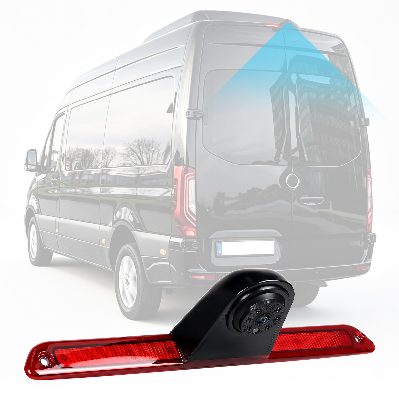 Hodozzy Telecamera Retromarcia Terza Luce Stop per Mercedes Sprinter 2006-2019, Videocamera Retromarcia Integrata, Visione Notturna IR, Impermeabile IP67, Angolo Regolabile, Linee Guida Parcheggio
