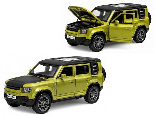 RAAVI Toys Defender Toy Car 1:36 Scale DieCast Model | Metal Body Openable Doors, Bonnet Pull-Back Action Car | Realistic Design with Smooth Action Premium Collectible Car for Kids (Light Olive Green)