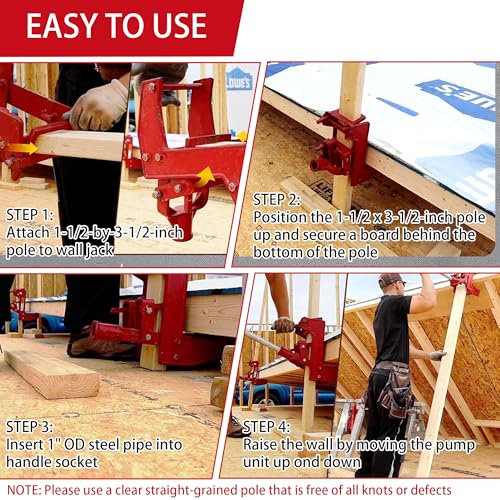 MYOYAY Portable Wall Jack, Wall Jack for Framing Wall Use with 1-1/2 X 3-1/2 in Fir Poles Or 1 in Od Steel Pipe Iron Wall Jack for Lifting 1,000 lbs