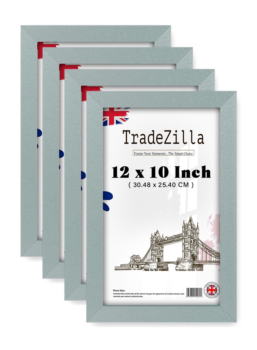 TradeZilla pack of 4 Silver (30.48 x 25.40 CM) Wall Art,Print, Retro 304.8 x 254 mm Decor for Home & Office, Perfect for Bedroom & Living Room Décor 12X10 Inch [ Silver ]