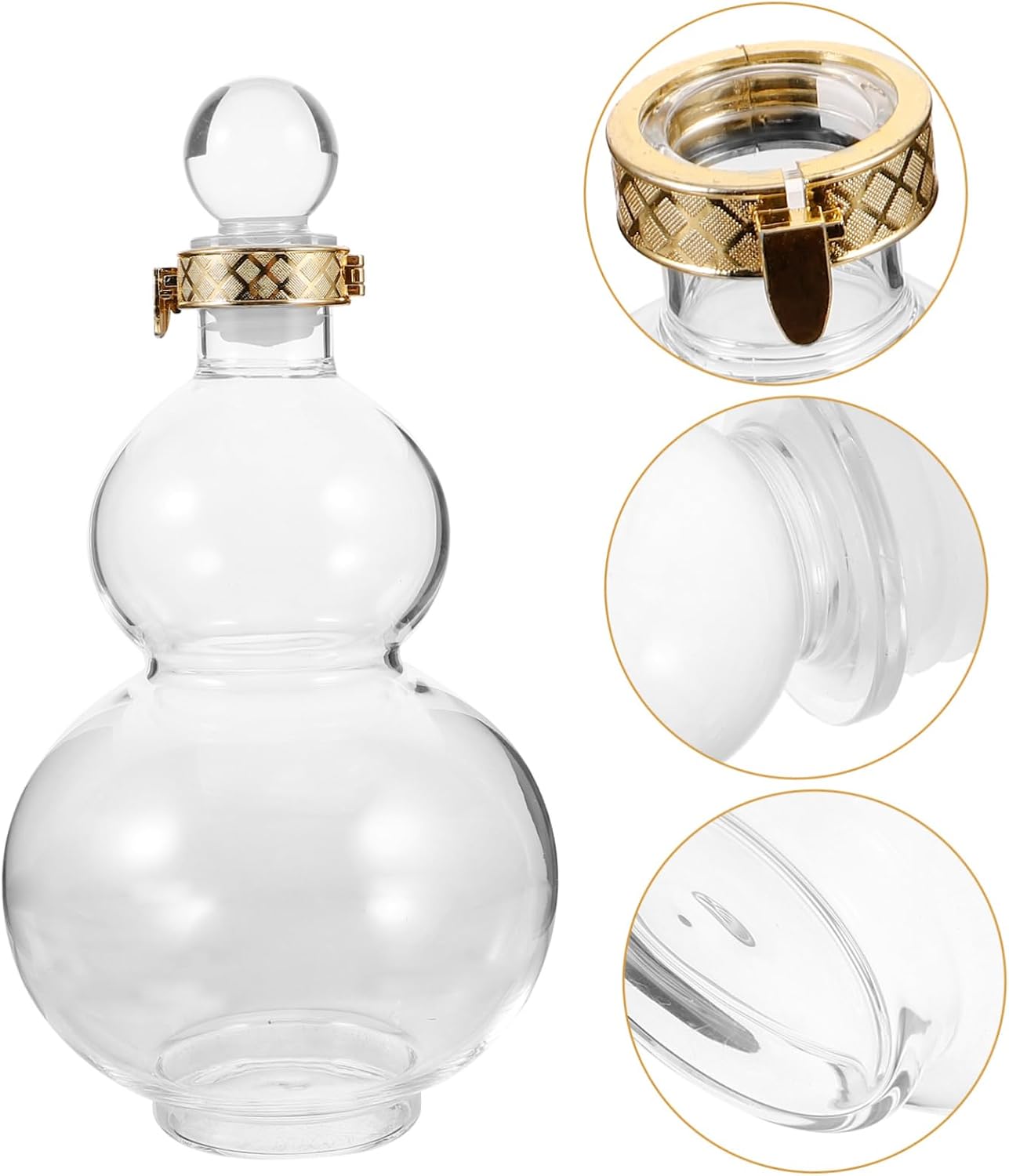 VANZACK Gourd Shape Wine Bottle Glasses Bottle Empty Storage Glass Wine Pot Delicate Drink Holder