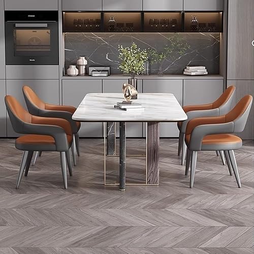 Miniatura 6 de Sillas de comedor, silla decorativa de piel sintética con asiento acolchado y patas de metal, moderna silla de comedor para sala de estar, sillas