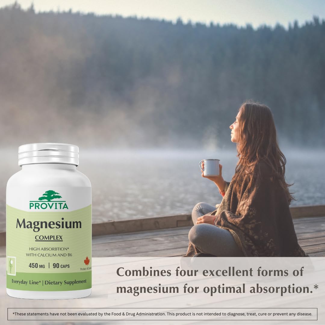 Provita Magnesium Complex Supplement | 4-in-1 Multi with Citrate, Bisglycinate, Malate & Oxide | Complete Magnesium Supplement for Women & Men | Supports Muscle, Bone, Heart & Energy | 90 Capsules