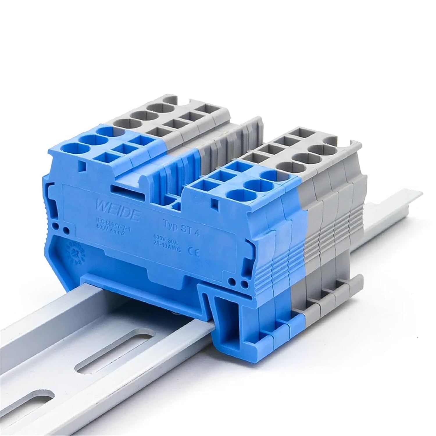 10Pcs ST 4 Terminal Block 4mm DIN Rail Electrical Connections Compact Reliable Secure(ST-4-10 PCS-Blue)