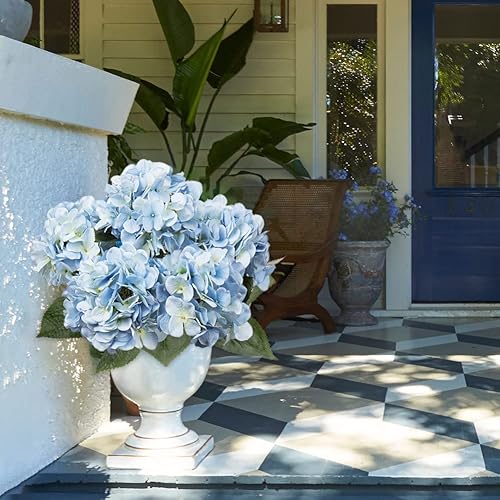 Miniatura 4 de Flores artificiales de hortensias azules, flores de seda grandes para decoración del hogar, ramos de flores de boda, flores sintéticas, centro de