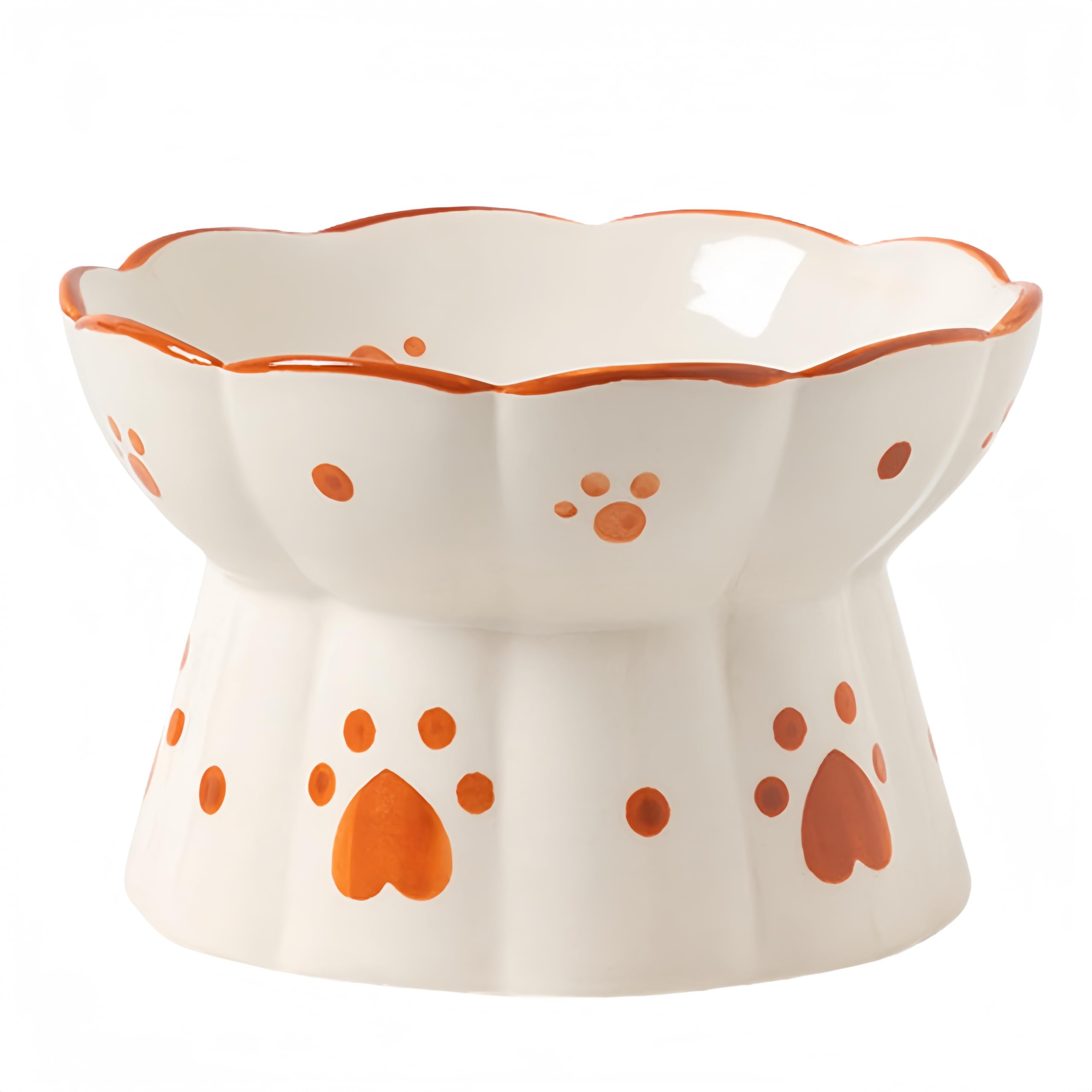 MEETOZ Ceramic Cat Feeder, Elevated Cat Feeding Bowls with Stand Flat mouth Water Bowls