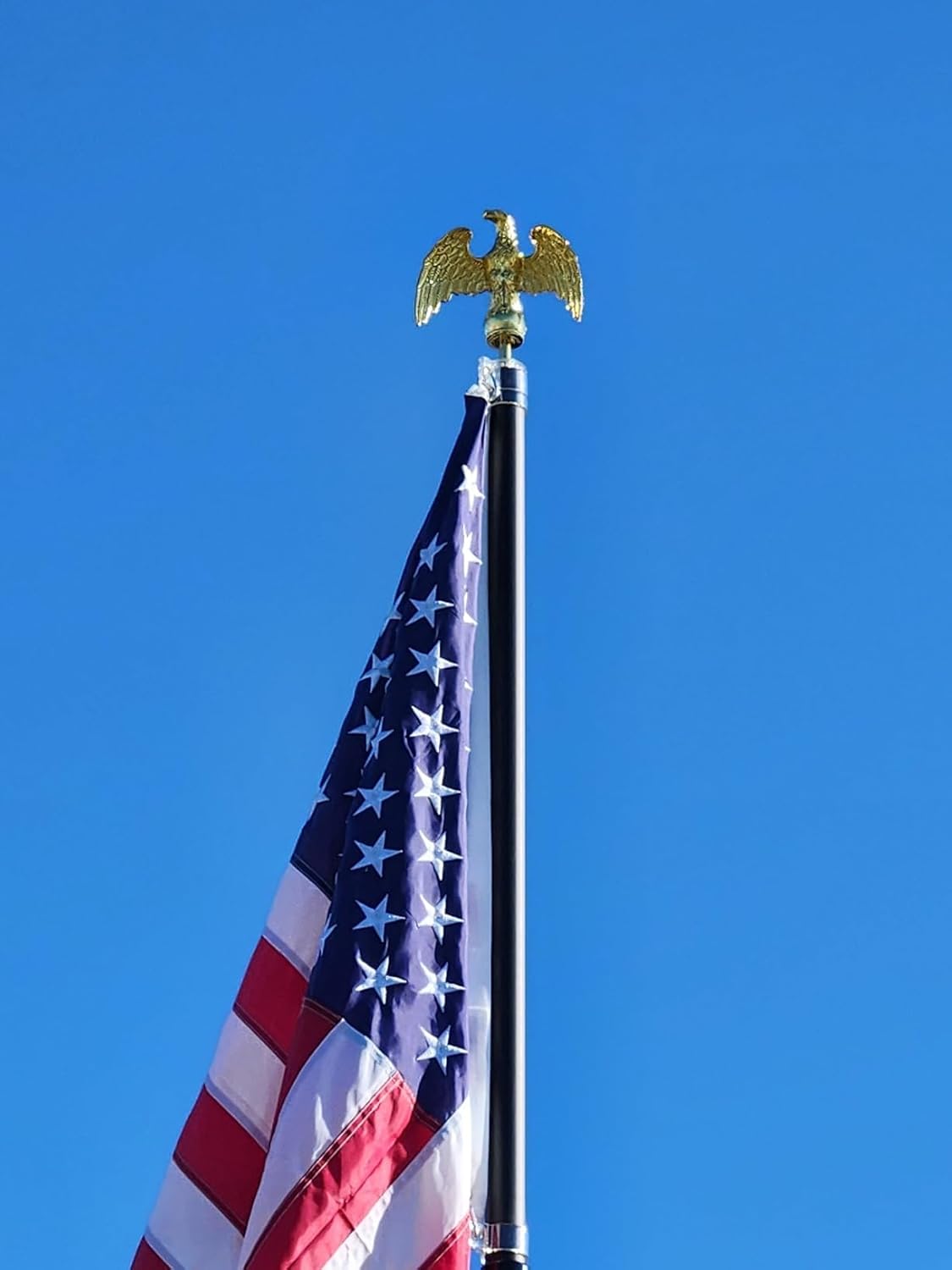 FRF FLAG Gold Eagle Head for Decorating Outdoor Flagpoles, Made of Zinc Alloy that is Unbreakable, Eagle Flag Pole Topper 1/2"-13UNC Threading Fit 20/25/30Ft FlagPole…