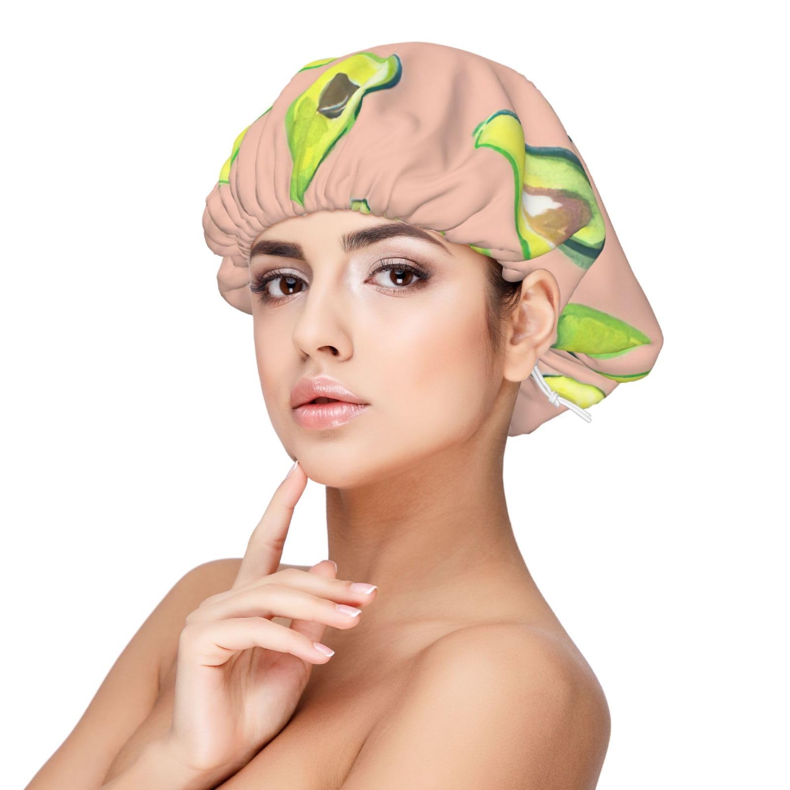 Double Layer Reversible Hair Wrap Satin Sleep Many Avocado Images Cap Bonnet for Braid Curly Hair Satin Bonnet Black