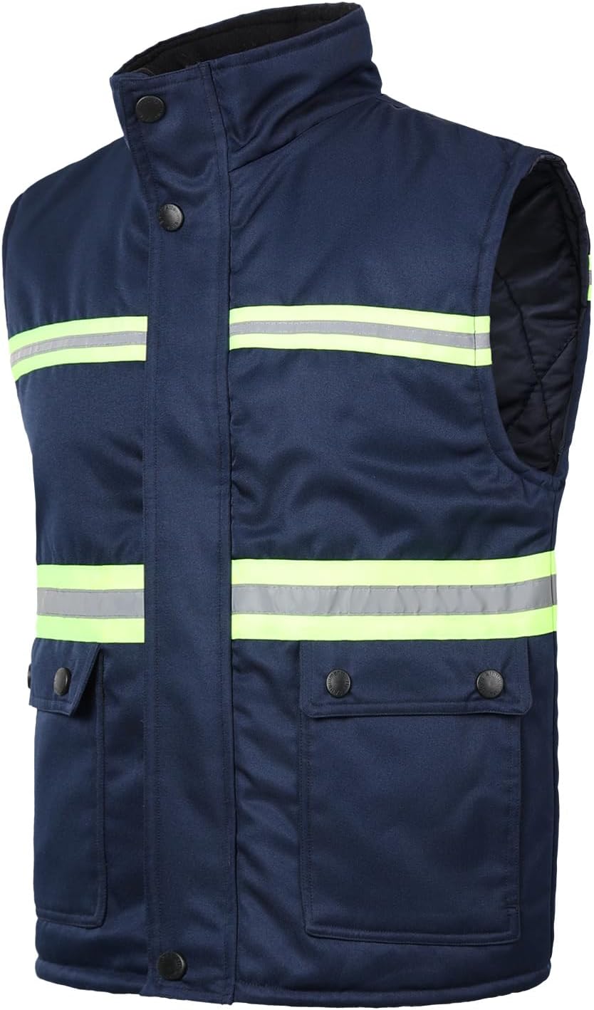 Winter Safety Vest for Men Hi Vis Insulated Utility Vest Padded Reflective Work Vests