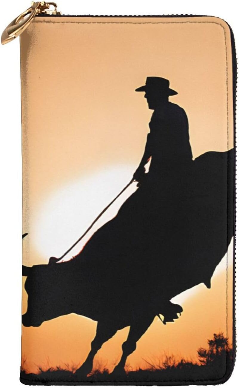 Ultra Fiber Leather Long Handheld Cool Bull Riding Wallet, Suit For Daily Use By Men And Women, Can Store Banknotes, Credit Cards, Coins.