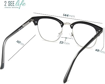 2SeeLife Premium Half Rim Reading Glasses Women & Men - Fits all Face Shapes, Metal & Sturdy Readers, Spring Hinges