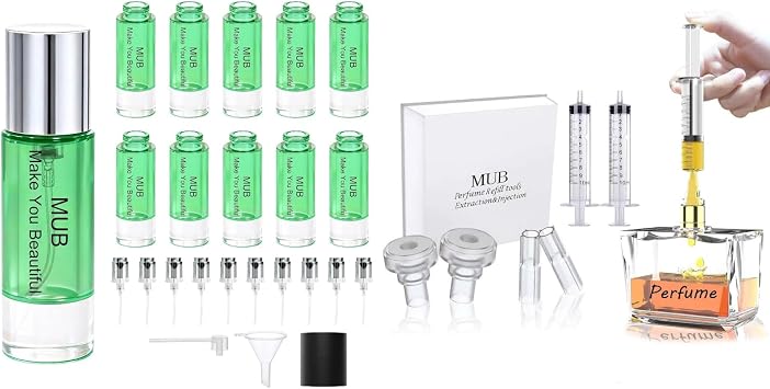 MUB 10pcs Perfume Travel Refillable Atomizer Bottle 5ml with Perfume Refill Pump Tools