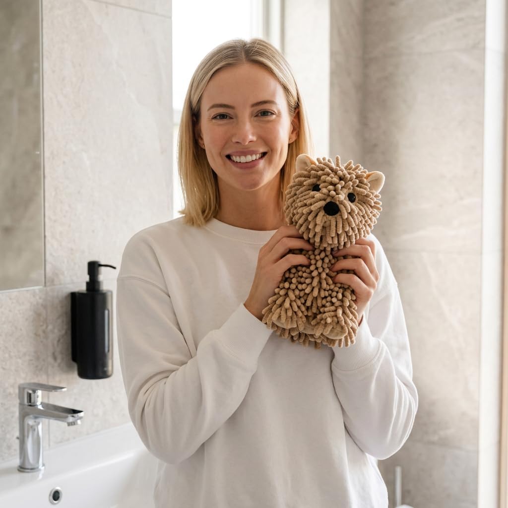 Brown Puppy Shaped Dog Hand Towel, 1-Piece