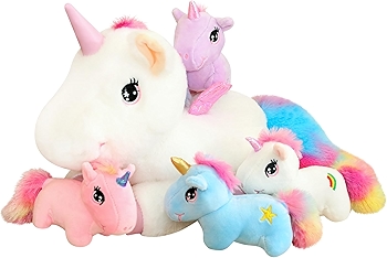 Rainbow Flying Unicorn Plush Pillow